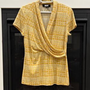 DKNY Yellow Checkered Women's Blouse